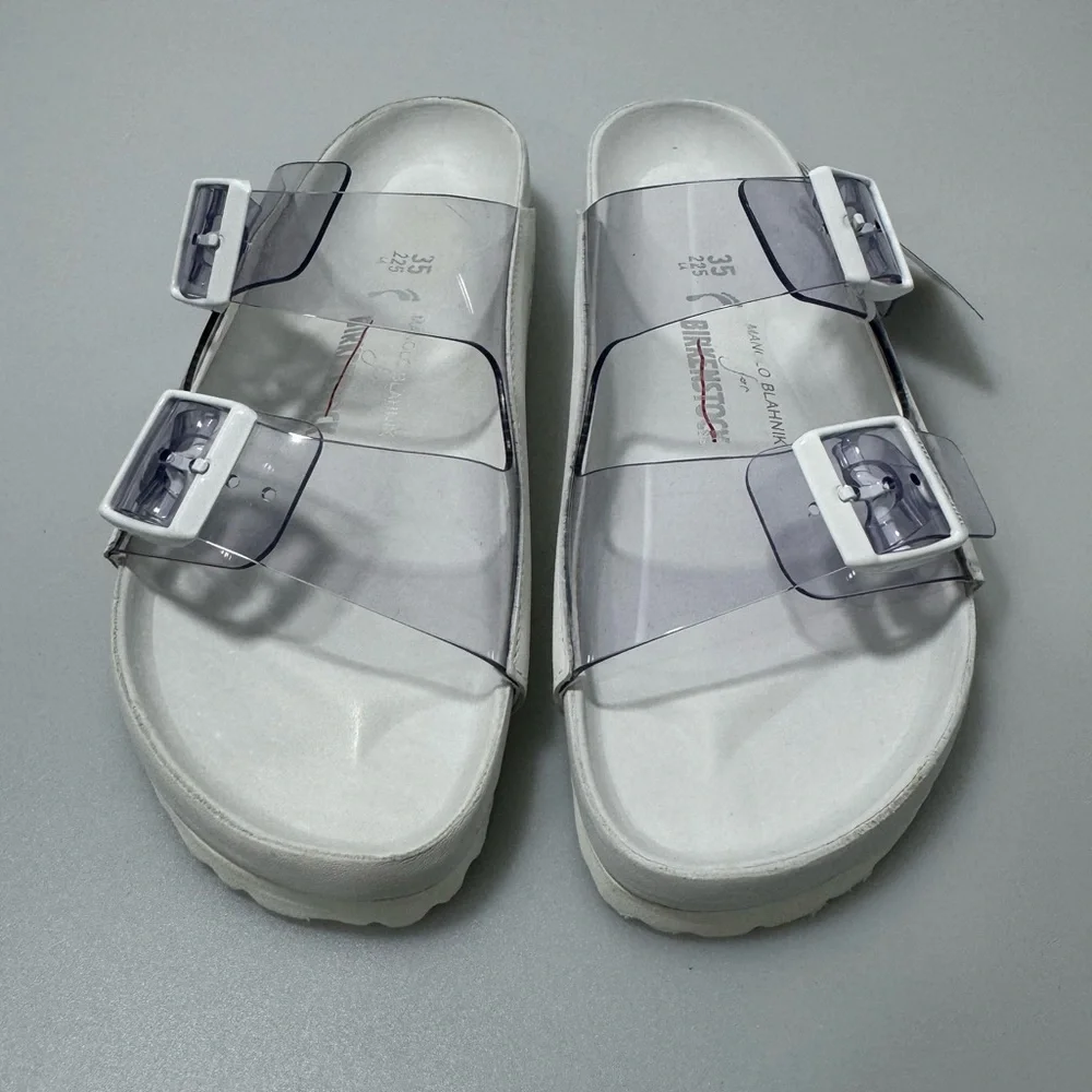 Birkenstock X Manolo Blahnik Arizona Sandals PVC White Women’s Size 35/US 5 - Picture 2 of 6